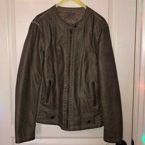 grey green faux leather jacket
